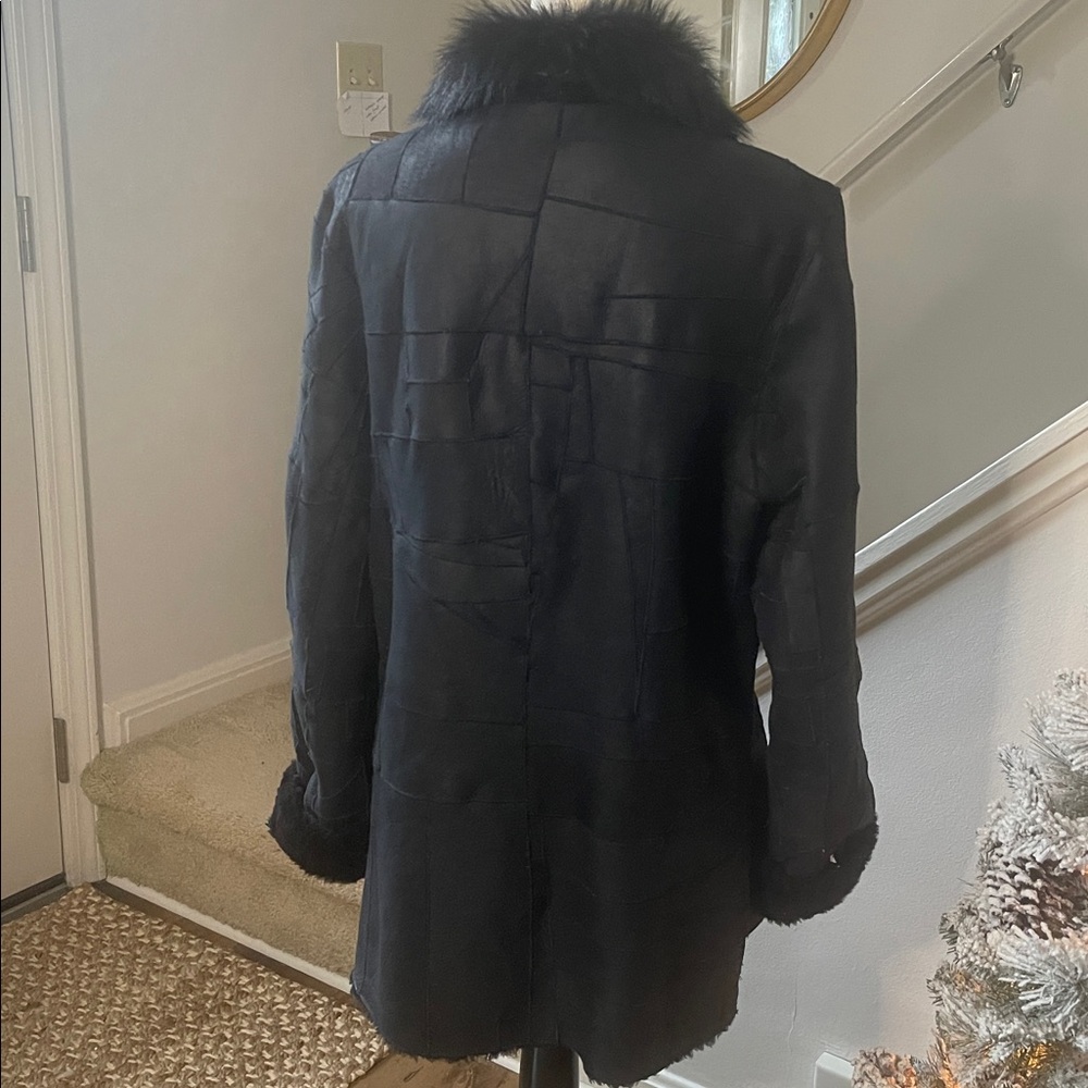 Jean Guise Tamara A.S. 100% Lambskin Elegant Black Women's Coat Jacket Size 14 - Picture 6 of 13